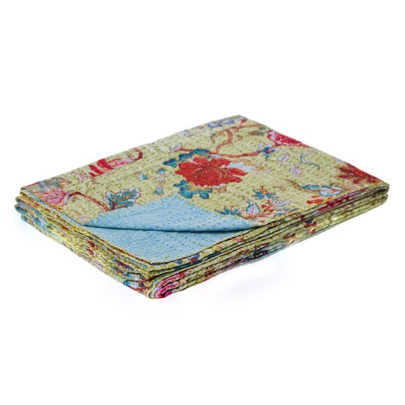 Taj Hotel Home Decor Kantha Cotton Throw | 1-Piece | Multicolor | 50"x70" - Picture 2 of 3